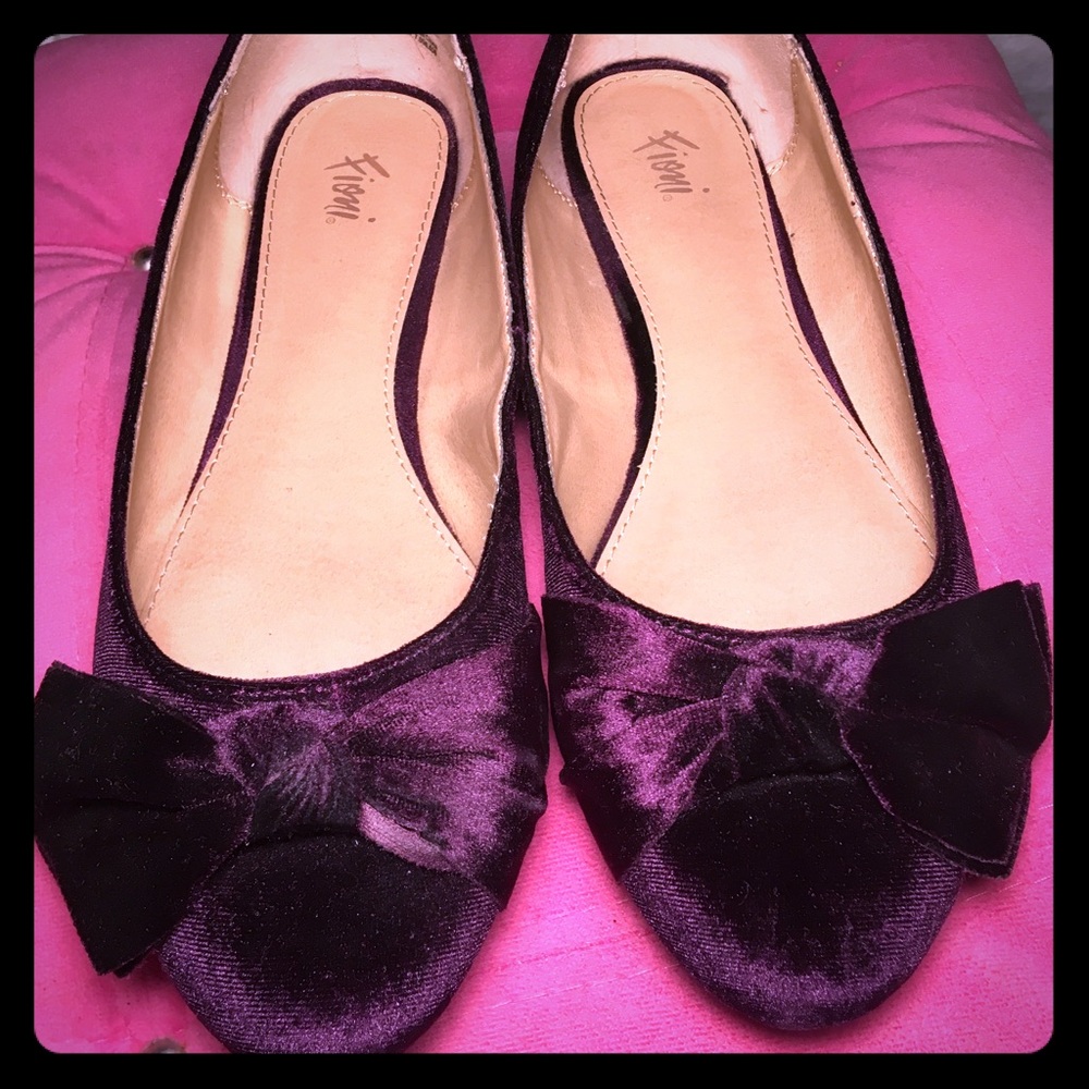 Fioni Purple Velvet Flats sz 7.5